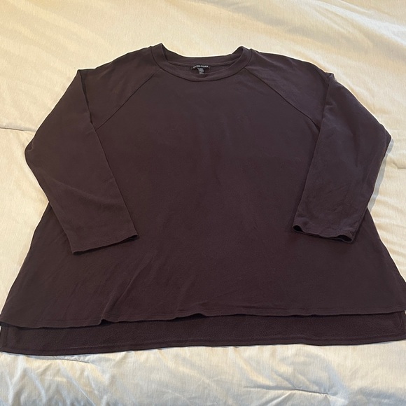 Eileen Fisher Cozy Brushed Terry Hug Raglan-Sleeve Top – XL – Plum - Picture 2 of 9